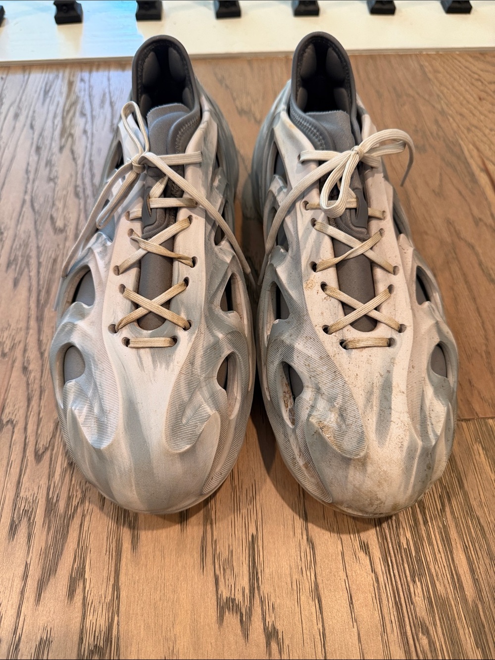 adidas Sculpted Cutout Sneakers in Light Gray and White
